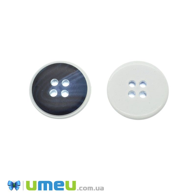 Гудзик пластиковий Круглий, 20 мм, Синьо-білий (PUG-046606)