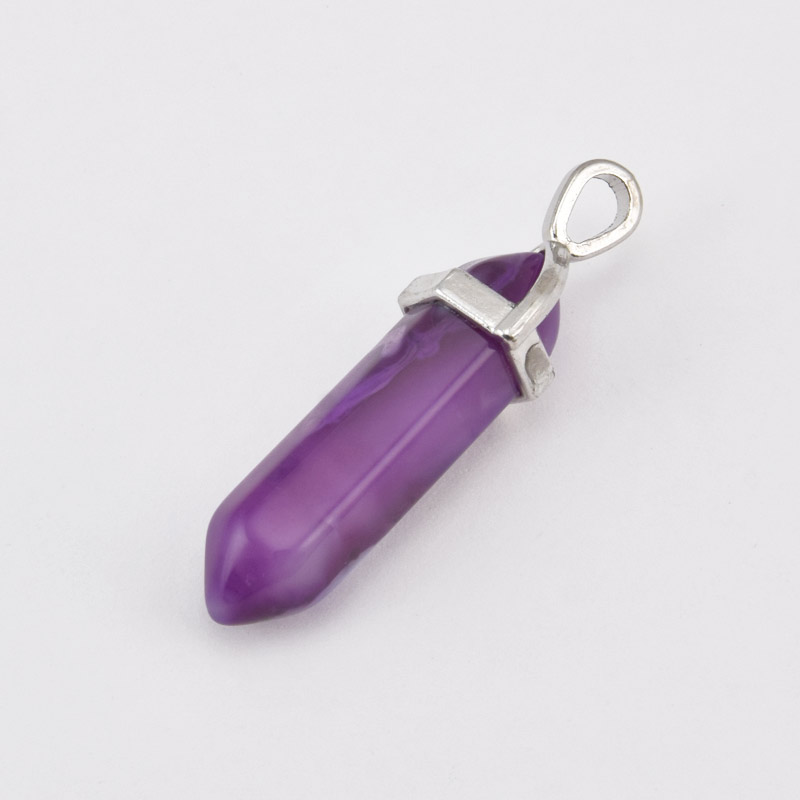 Підвіска Кристал, Натур. камінь Агат фіолетовий, 39х8 мм (POD-058622)