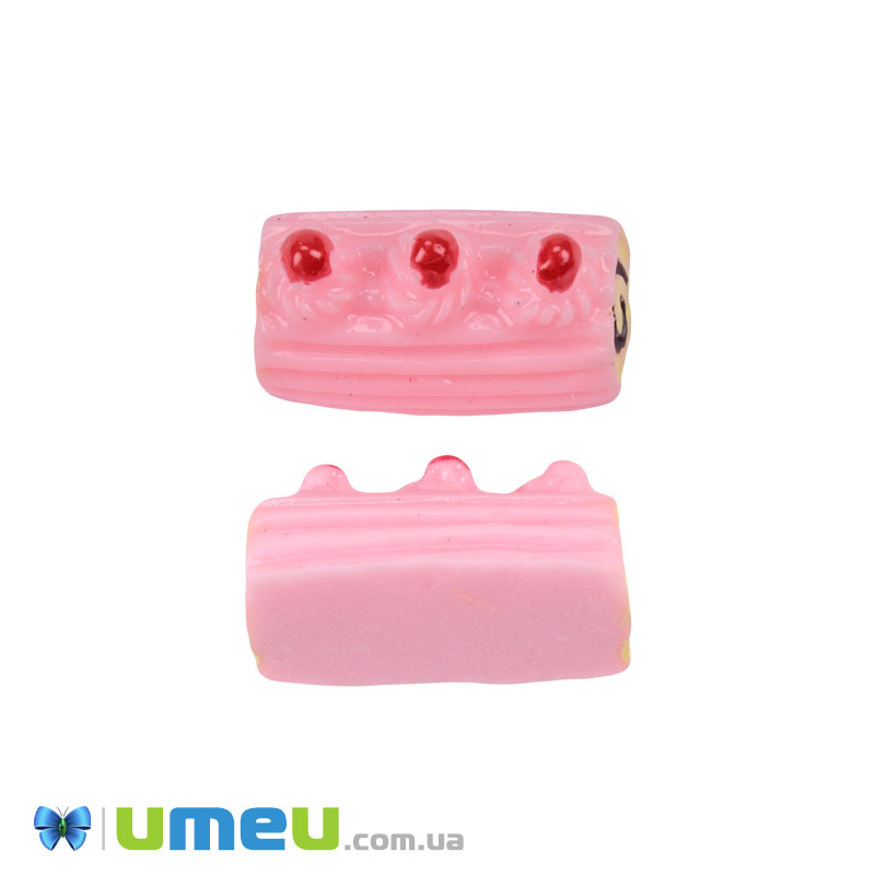 Кабошон из полимерной глины, Рулетик, 20х9 мм, Розовый (DIF-050834)