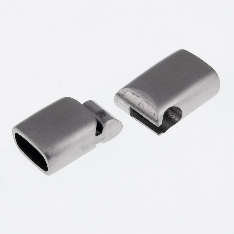 Замок магнітний з нерж. сталі для вклеювання шнура, 22х10 мм, Темне срібло (STL-055636)