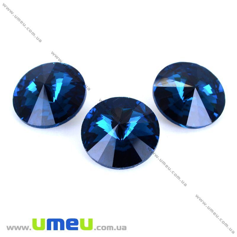 Ріволі скляний УЦЕНКА, Круглий гранований, 12 мм, Бірюзовий (KAB-015836)