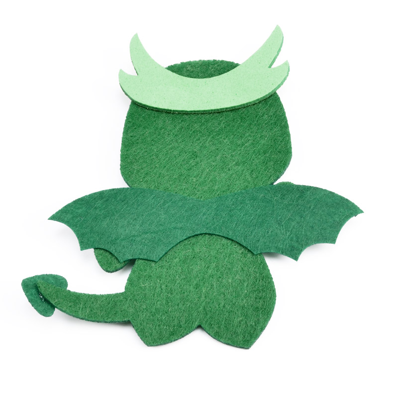 Декоративний виріб із фетру Дракончик, 11х9 см, Зелений (FLT-051581)