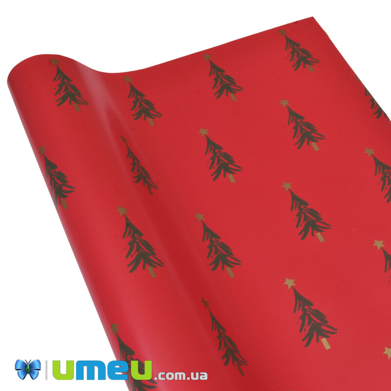 Пакувальний папір Новорічний, Червоний, 76х100 см (UPK-043020)