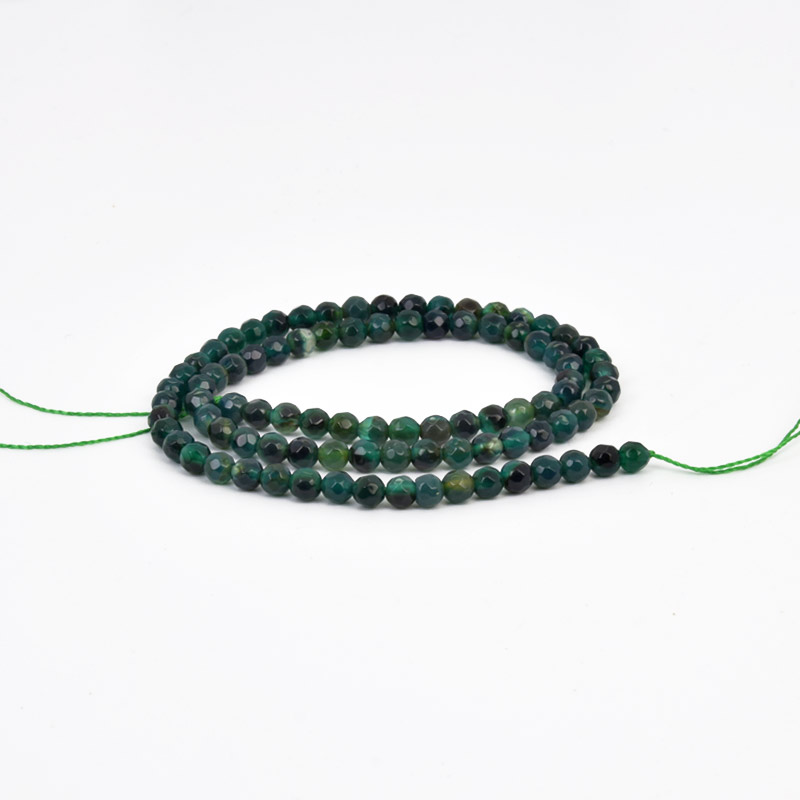 Намистини Агат зелений, Натур. камінь, 4 мм, Круглі грановані (BUS-058186)