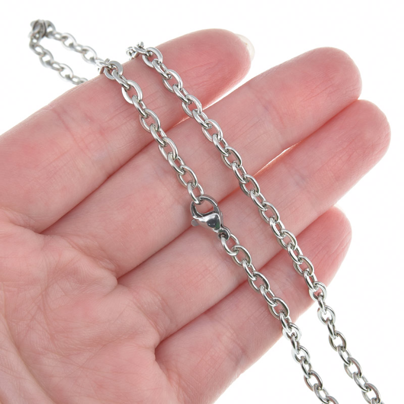 Основа на шию з нерж. ст., Темне срібло, 4 мм, 60 см (STL-049594)