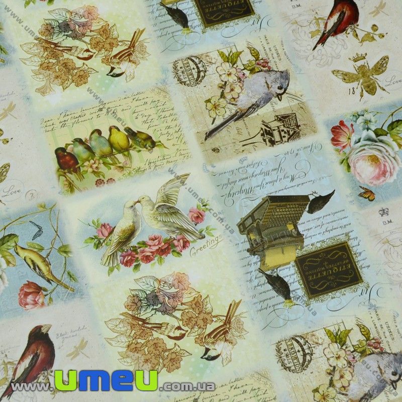 Пакувальний папір Птахи, Блакитний, 68х100 см (UPK-019258)