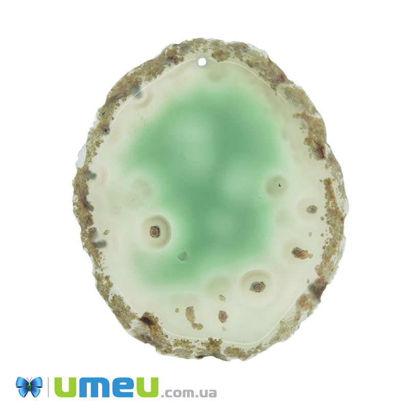 Зріз Агата, Зелений світлий, 71х58 мм (POD-009339)