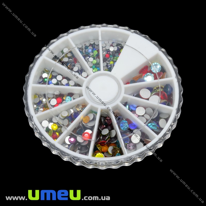 Набір скляних страз в контейнері, Мікс (STR-012713)