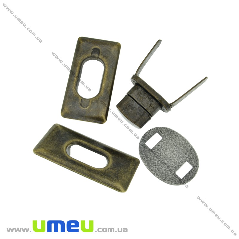 Замок для сумки поворотний, 35х18 мм, Антична бронза (BAG-002402)