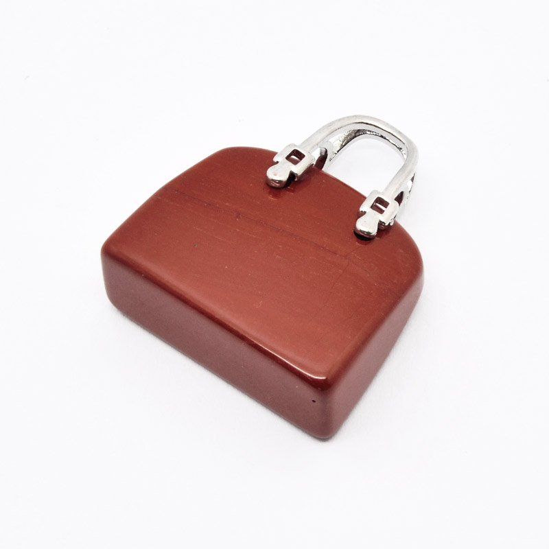 Подвеска Сумочка, Натур. камень Яшма красная, 27х25х10 мм (POD-054421)