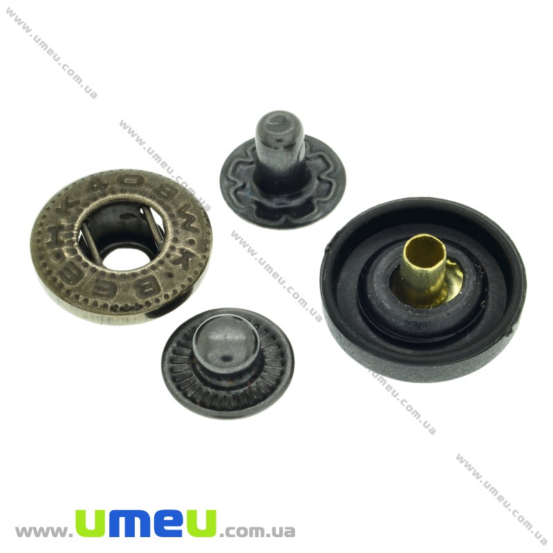 Кнопка альфа (пробивная) металлическая, Черная, 15 мм (SEW-024004)