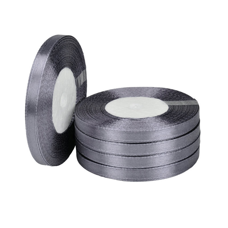 Атласна стрічка, 6 мм, Графітова (LEN-055737)