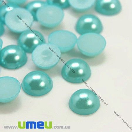 Полубусіна пластикова Перли, 8 мм, Кругла, Блакитна (KAB-011817)