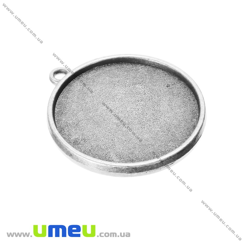 Основа кругла двостороння, 26х22 мм, 20 мм, Античне срібло (OSN-020055)
