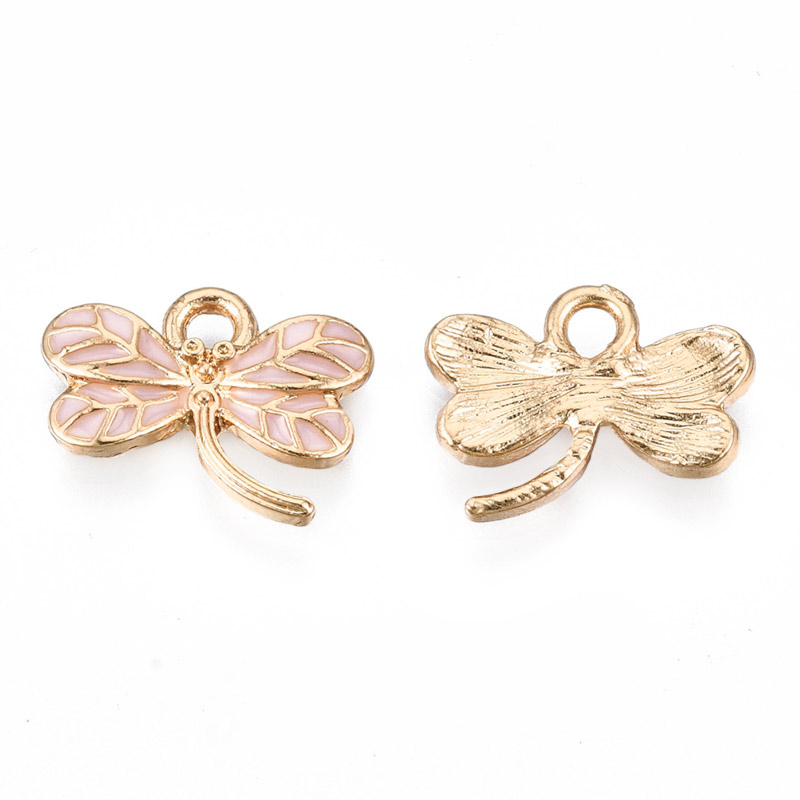 Підвіска метал. Стрекоза рожева, 16х11 мм, Золото (POD-053883)