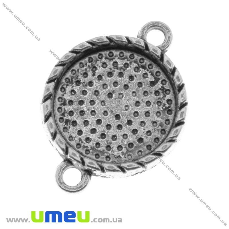 Основа-коннектор кругла, 29х21 мм, 18 мм, Античне срібло (OSN-037478)