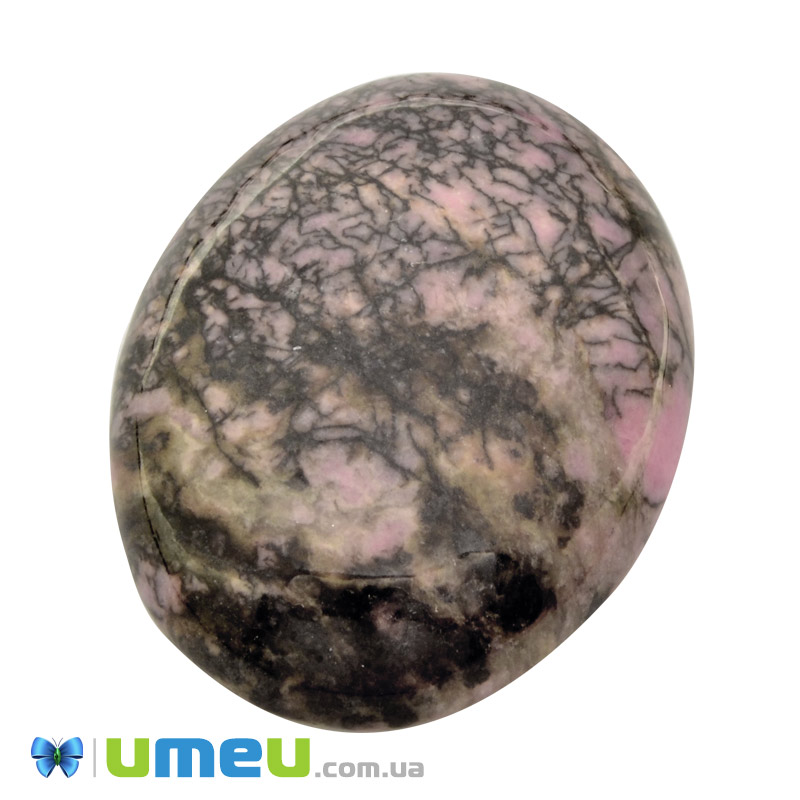 Кабошон нат. камінь Родоніт, Овал, 40,3 х30,2 мм (KAB-050545)