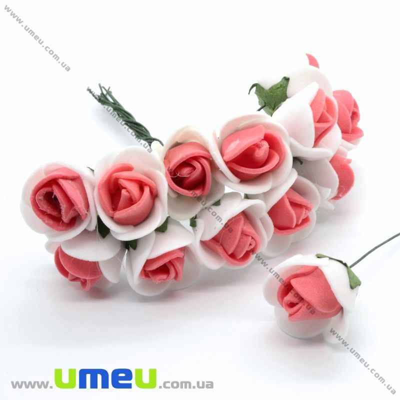 Роза латексная, 15 мм, Кораллово-белая, 1 шт (DIF-015462)
