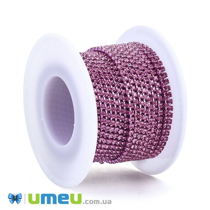 Стразовая цепь SS6 - 2,0 мм, Розовая, Стразы стеклянные розовые (ZEP-043000)