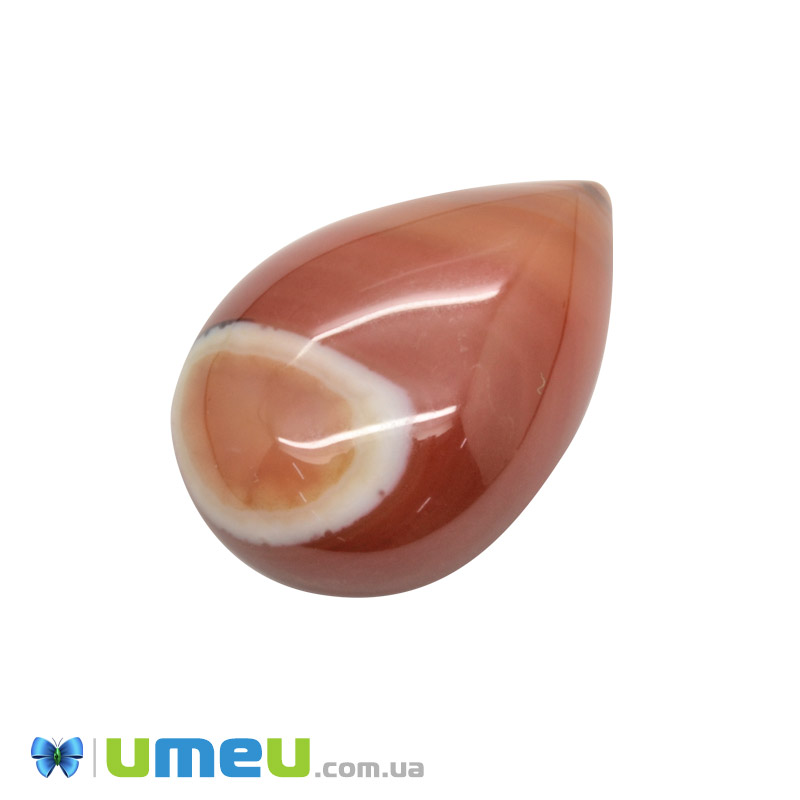 Кабошон нат. камінь Агат червоний, Крапля, 25х18 мм (KAB-050637)