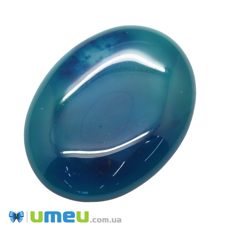 Кабошон нат. камінь Агат синій, Овал, 40х30 мм (KAB-050592)