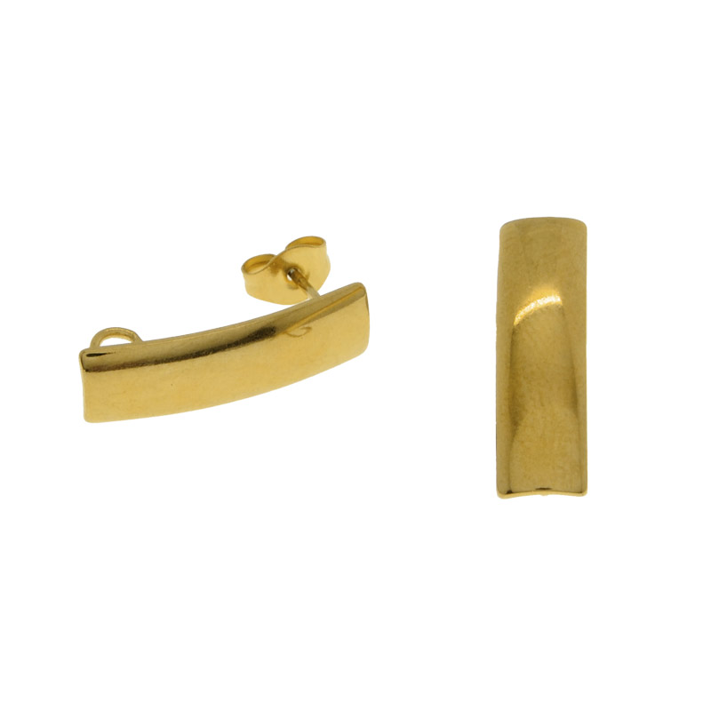 Пусети з нерж. сталі із заглушками, Прямокутник, 21х6х12 мм, Золото (STL-055281)