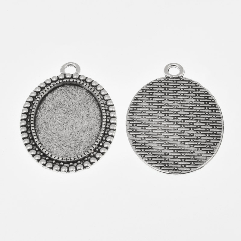 Основа овальна, 37х26 мм, 25х18 мм, Античне срібло (OSN-059447)