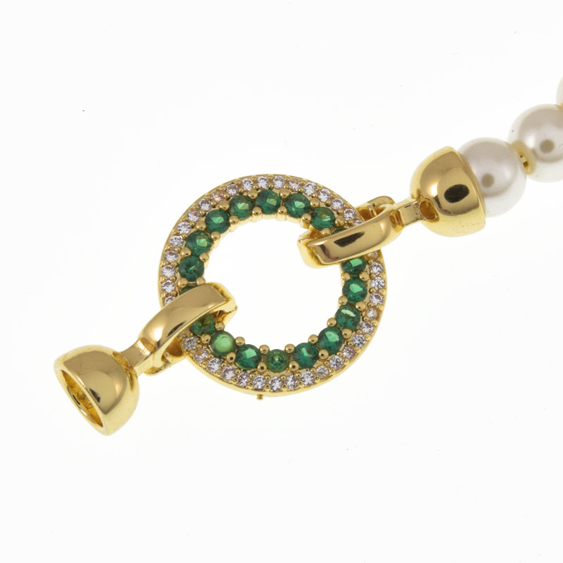 Застібка, 36х18 мм, Латунь з покриттям 18 kt, Куб. цирконій (ZAM-060833)