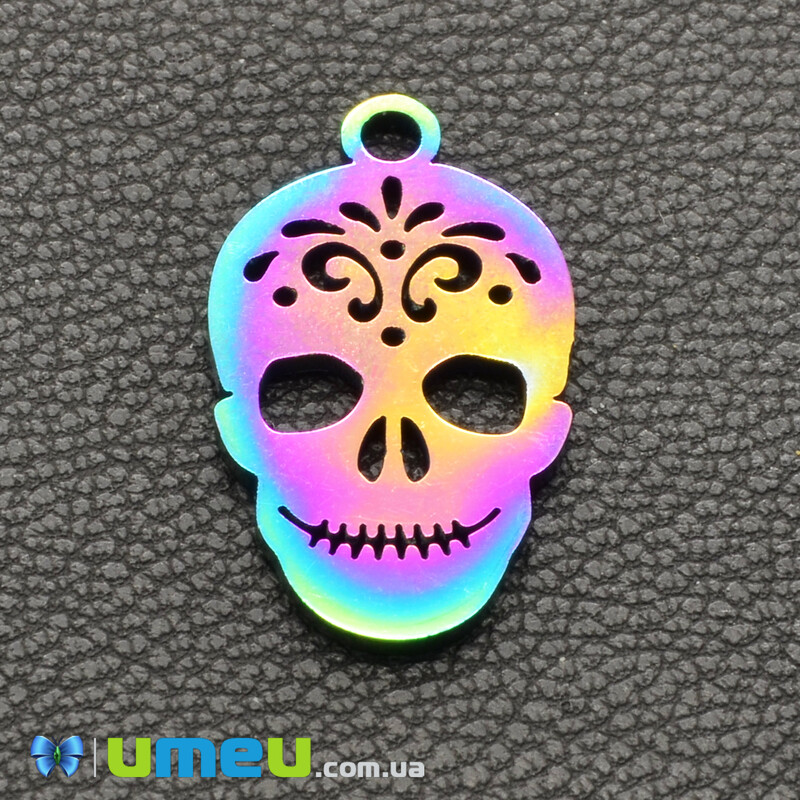 Підвіска з нержавіючої сталі Череп, 18х10, 5 мм, Різнокольорова (STL-043190)