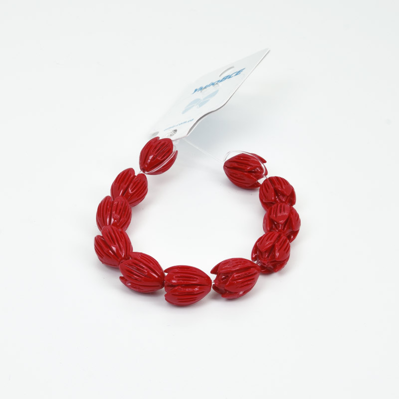 Намистини Корал пофарбований, Синт. камінь, 13х10 мм, Квітка (BUS-057673)