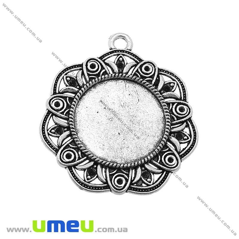 Основа кругла, 38х34 мм, 20 мм, Античне срібло (OSN-020061)