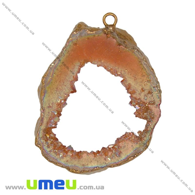 Підвіска з натурального каменю, Друза агату, Помаранчева, 56х42 мм (POD-033005)