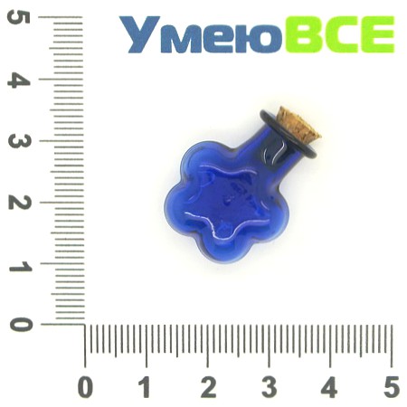 Стеклянная баночка Цветок, Синяя, 24х20 мм (DIF-006708)