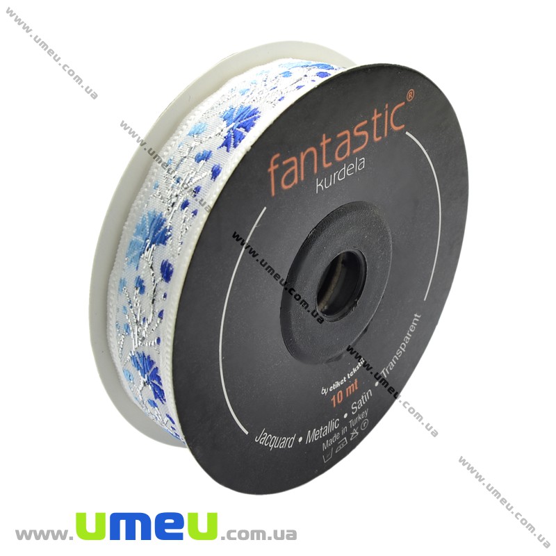 Тасьма Fantastic квіти волошки, 16 мм, Синя (LEN-010917)