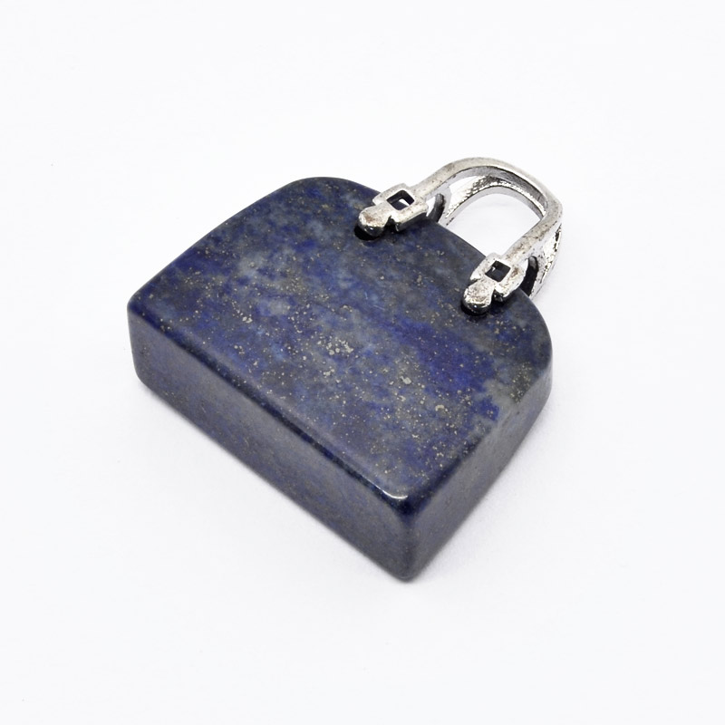 Підвіска Сумочка, Натур. камінь Ляпіс Лазуріт, 27х25х10 мм (POD-054429)