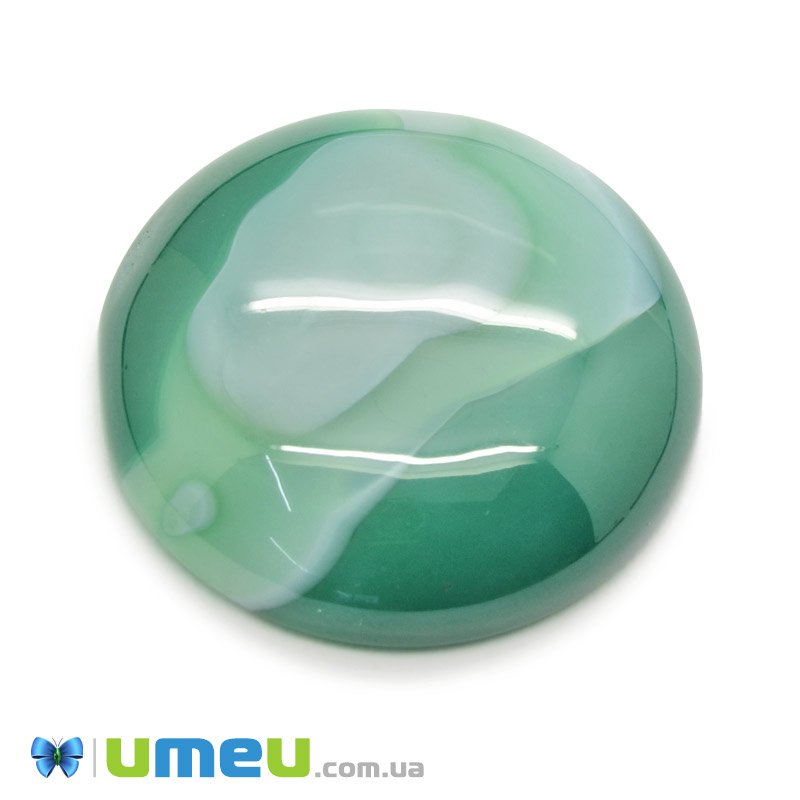Кабошон нат. камінь Агат зелений, Круглий, 25,2 мм (KAB-050005)