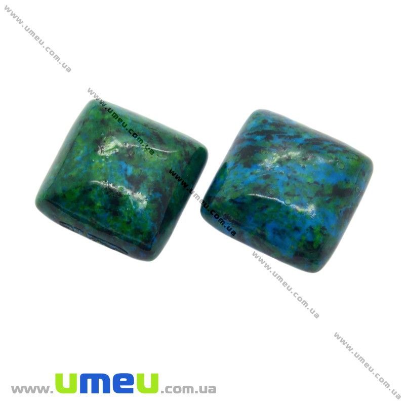 Кабошон нат. камінь Хрізоколла, Квадратний, 16х16 мм (KAB-012661)