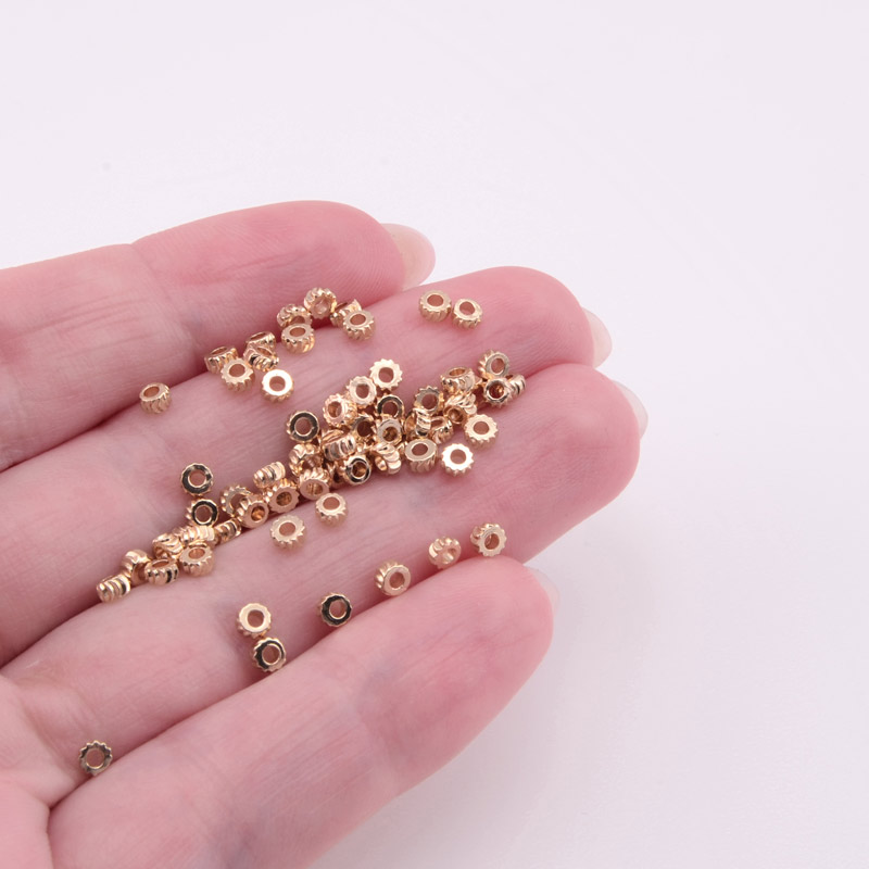 Бусины-разделители, 3х1,5 мм, Латунь с покрытием 14 kt (BUS-055835)