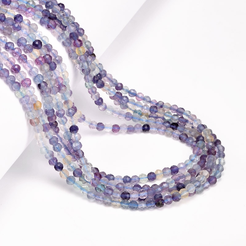 Намистини Флюорит, Натур. камінь, 3 мм, Круглі грановані (BUS-051837)