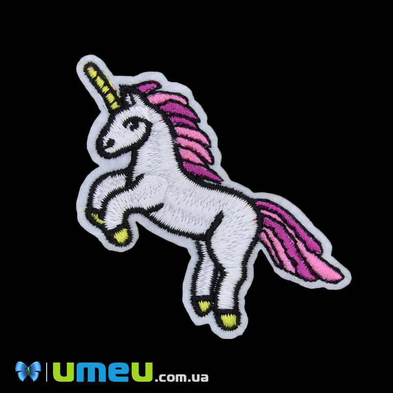 Термоаплікація Єдиноріг, 7х3 см, Біла (APL-039893)