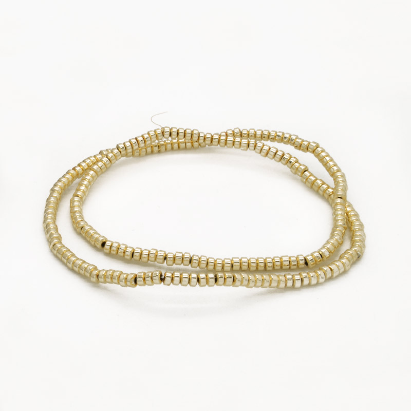 Намистини Гематит, Нат. камінь, Круглі плоскі, 3х2 мм, З покриттям, Золотисті (BUS-054002)