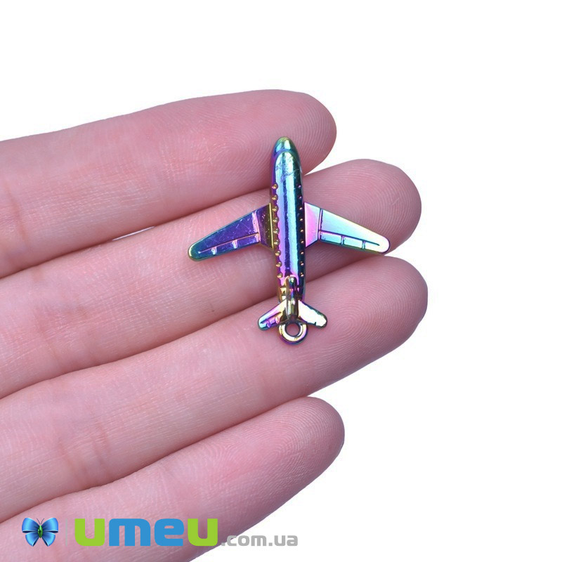 Підвіска метал. Літак, 26х25 мм, Різнокольорова (POD-045055)