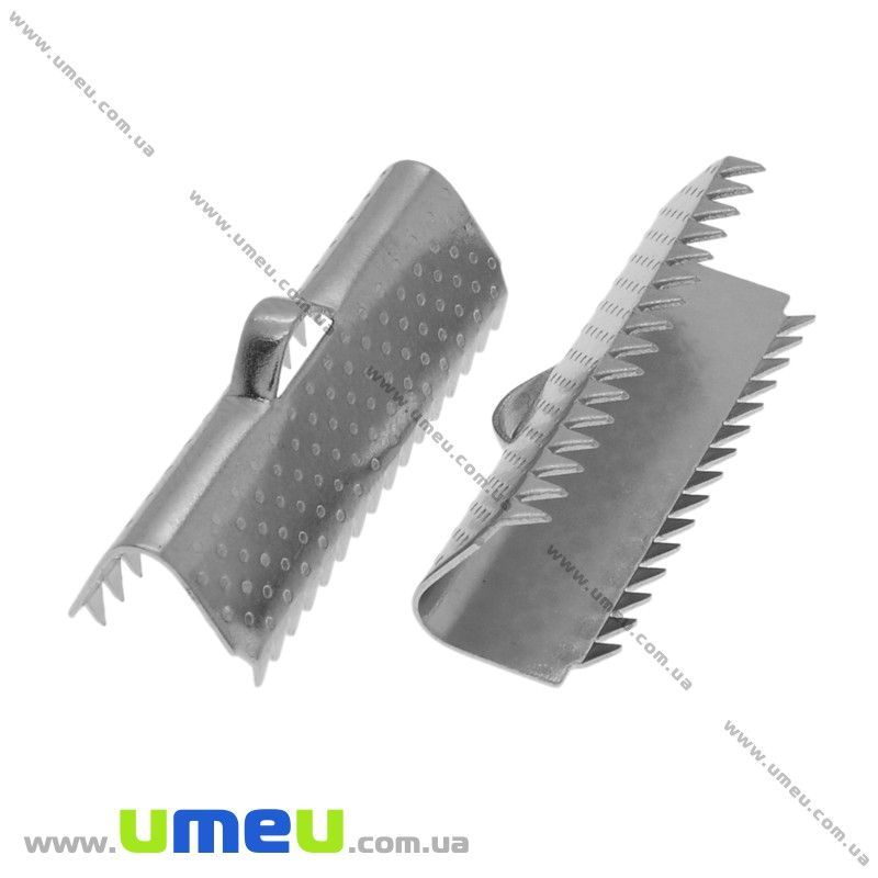 Затиск для стрічок з нержавіючої сталі, 25х10 мм, Темне срібло (STL-028368)