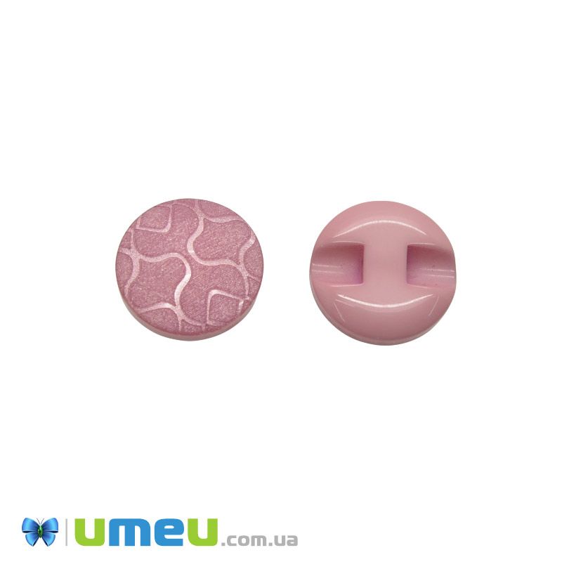Гудзик пластиковий на півніжці тонований Круглий, 15 мм, Рожевий (PUG-046289)