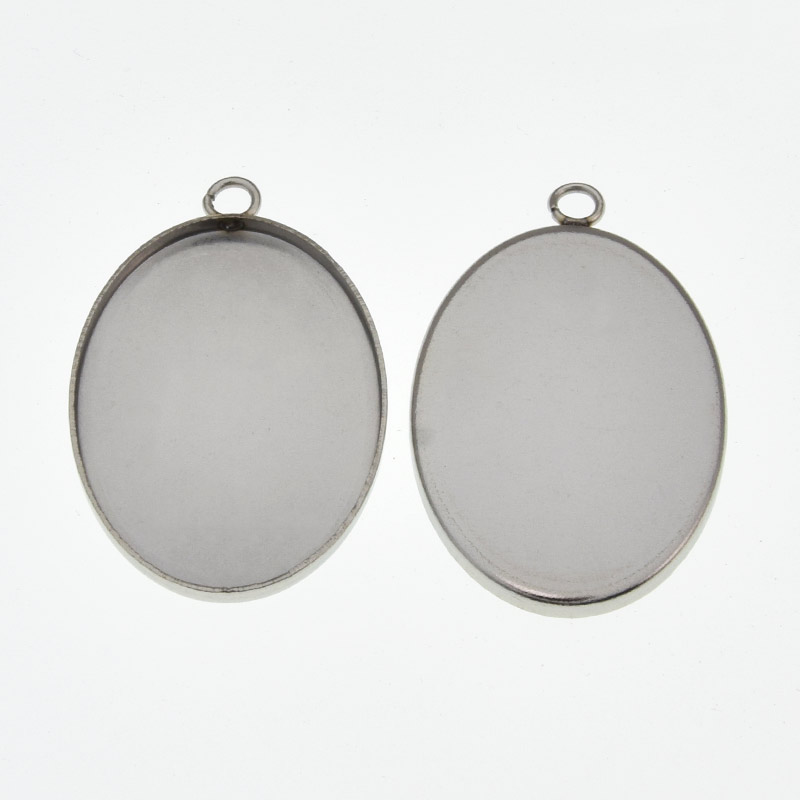 Основа овальна з нерж. сталі, 35х21 мм, 30х20 мм, Темне срібло (STL-059493)