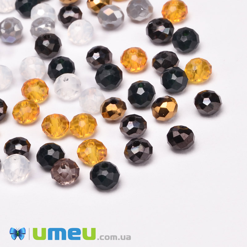 Намистини ронделі, 4х3 мм, Мікс (BUS-050931)