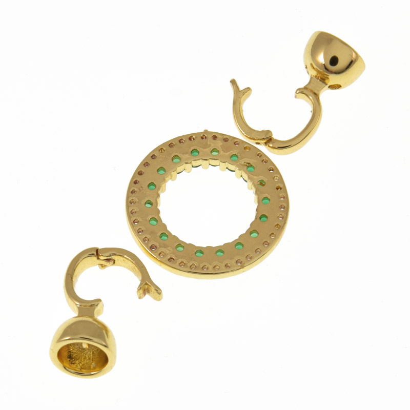 Застёжка, 36х18 мм, Латунь с покрытием 18 kt, Куб. цирконий (ZAM-060833)