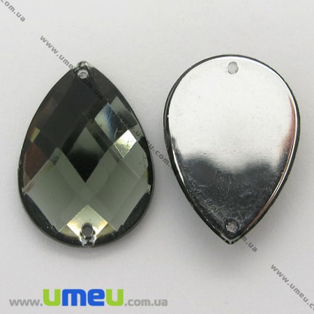 Пришивний кристал пласт. Крапля гранована, 21х15 мм, Сірий (KAB-005238)