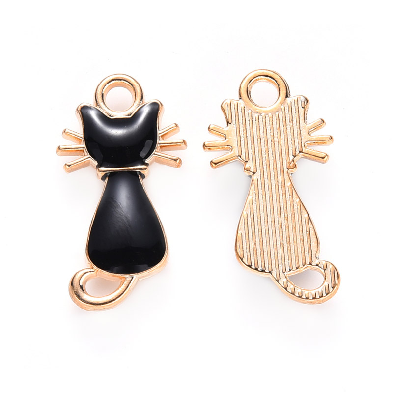 Підвіска метал. Котик чорний, 21х12 мм, Золото (POD-053879)