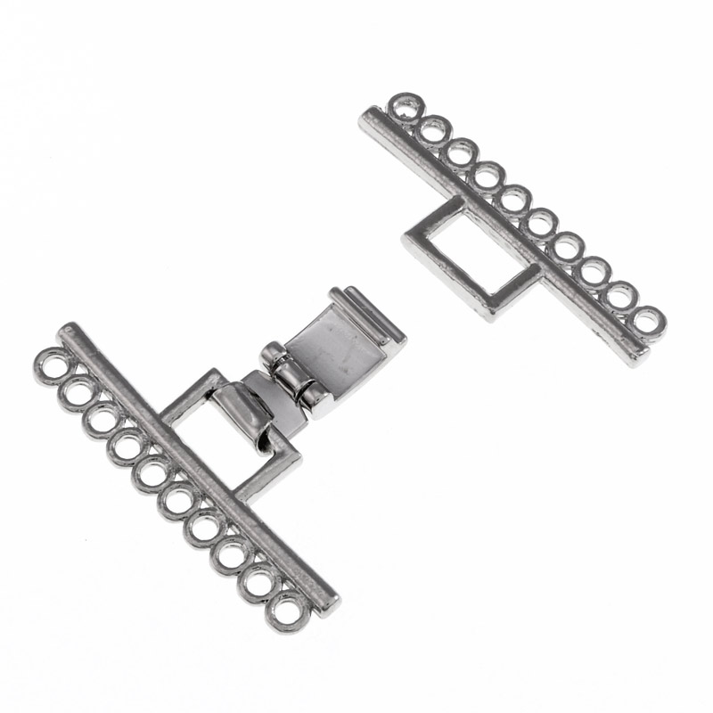 Застібка на 10 ниток, 24х32 мм, Темне срібло (ZAM-055686)